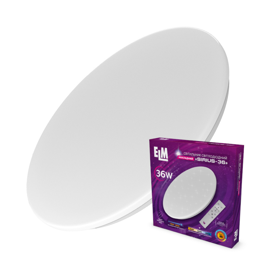 Світильник накладний з пультом ДК ELM Sirius 36W 3000-6500К IP20